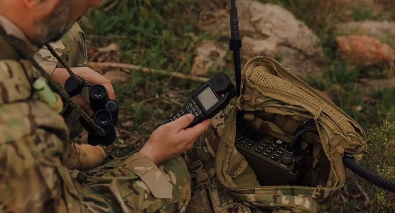 A Codan HF radio operated in the field