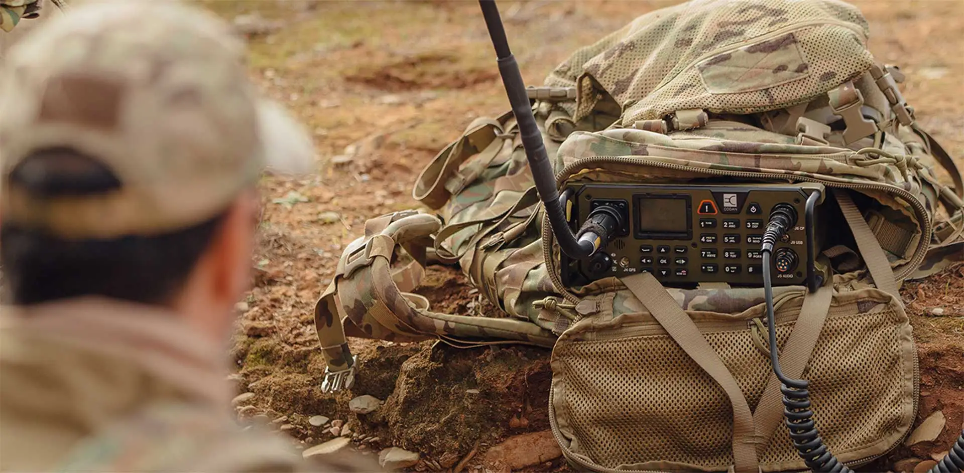 A Codan HF manpack radio at work in the field